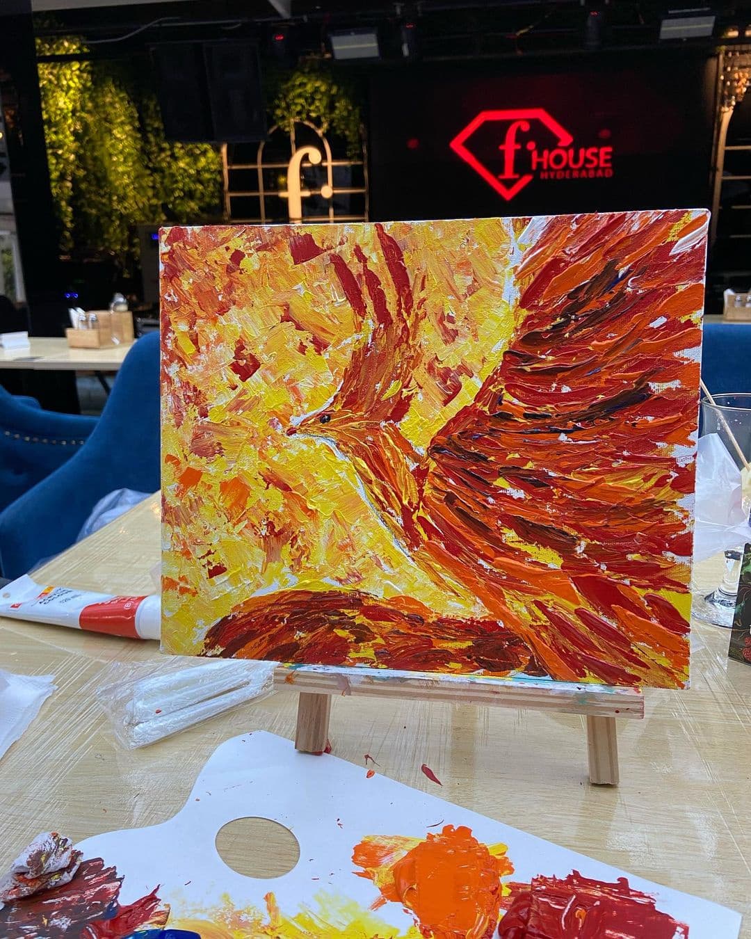Phoenix palette knife painting on canvas